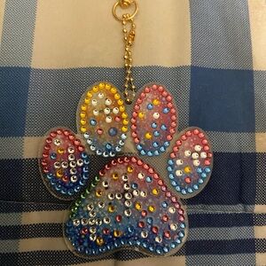 Handmade diamond art paw keychain